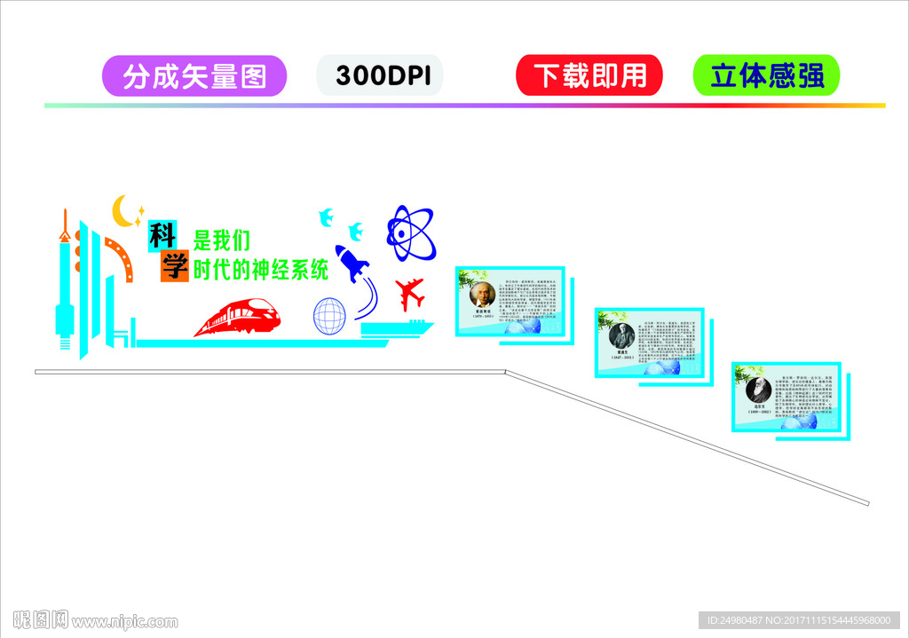 科技楼梯文化墙