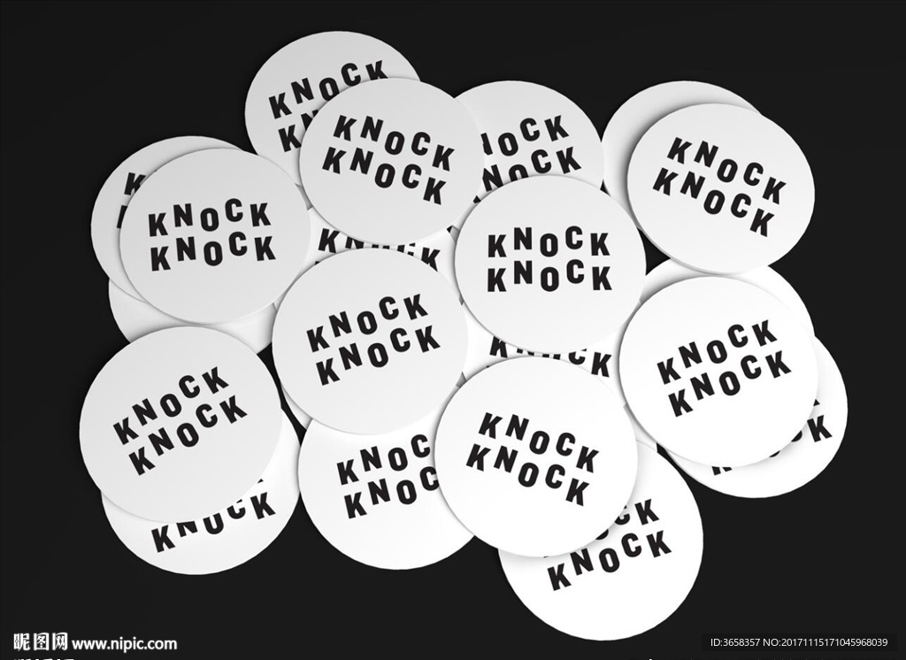 黑白圆形胸牌英文智能VI贴图