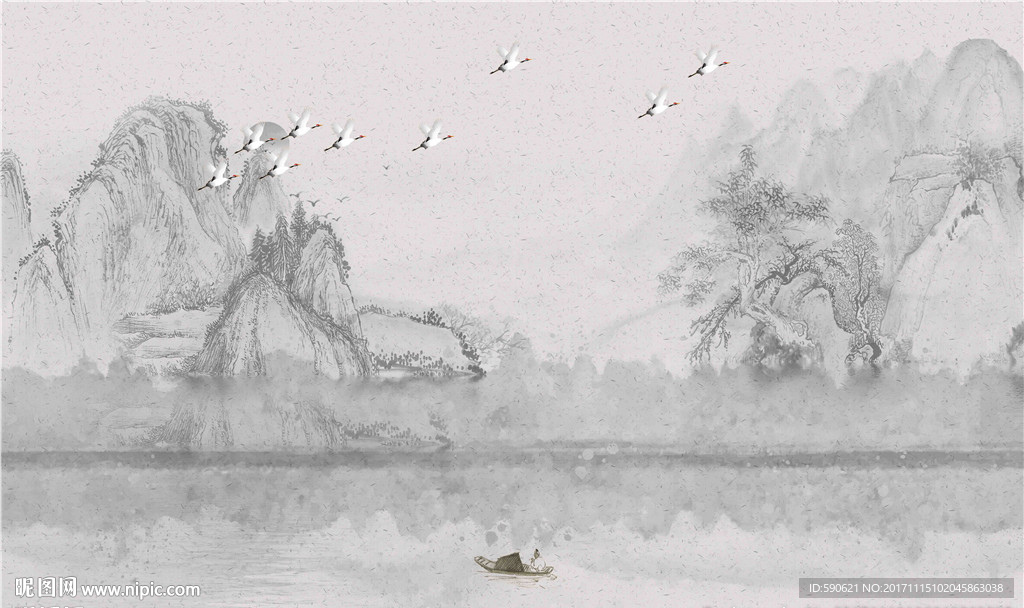 新中式国画背景墙