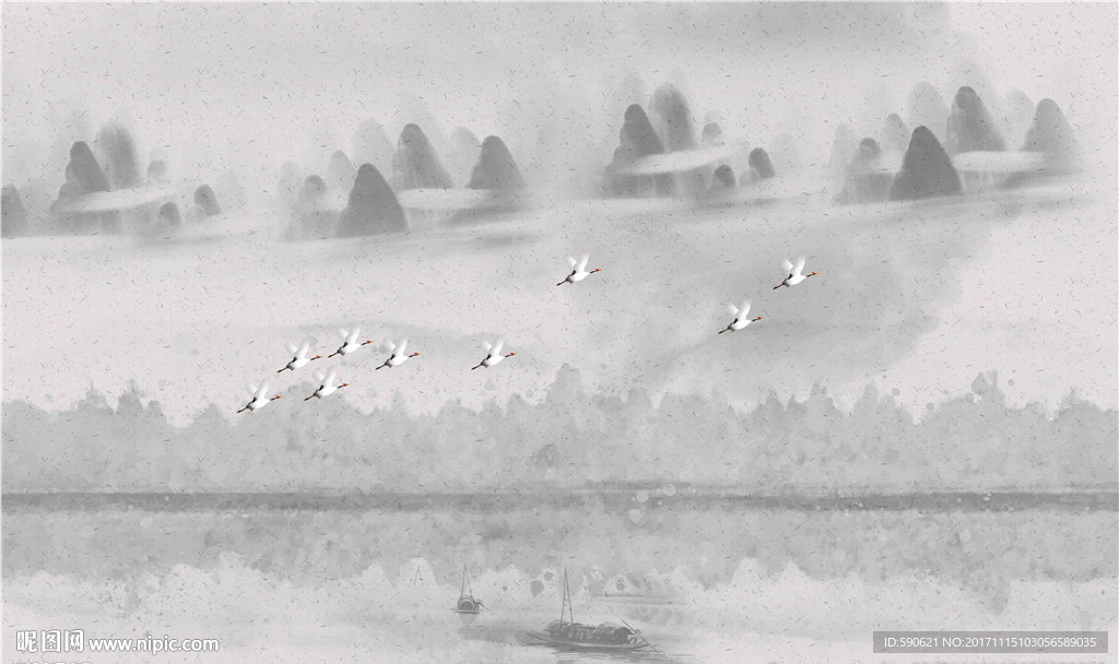 新中式国画背景墙