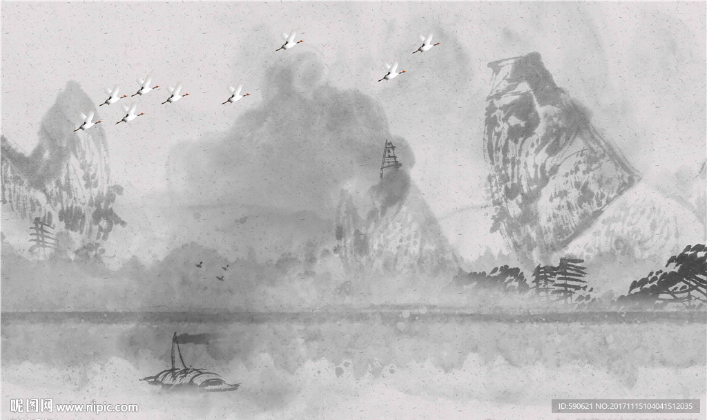 新中式国画背景墙