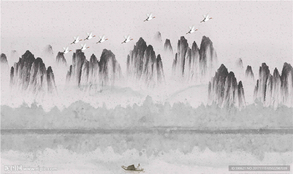 新中式国画背景墙