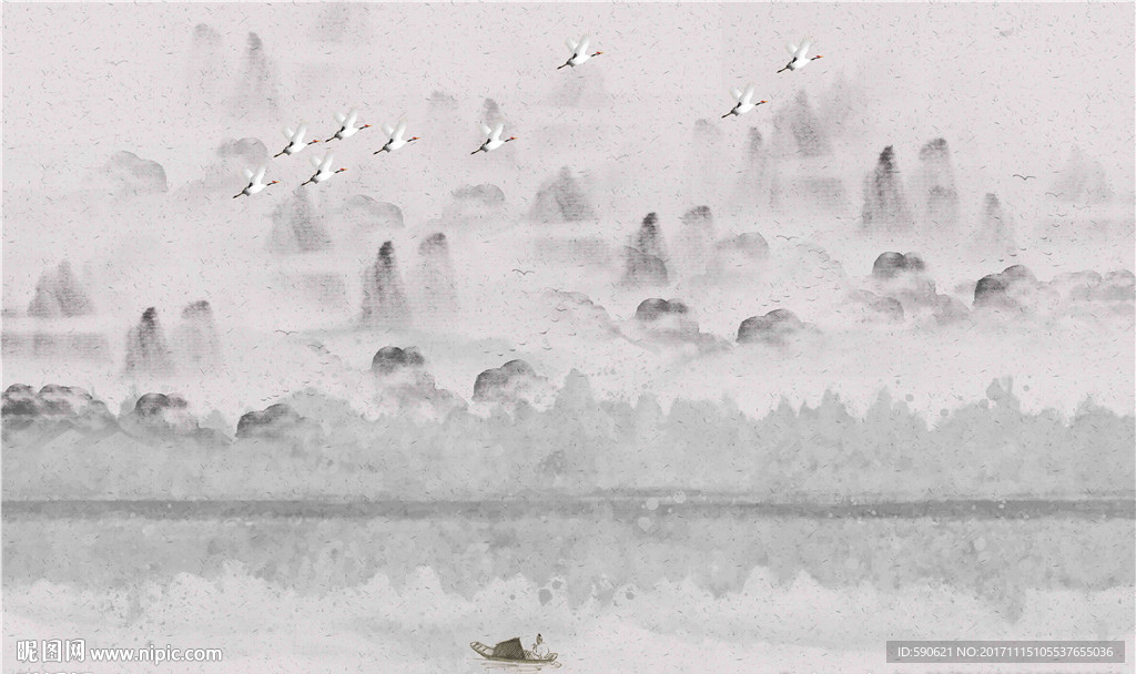 新中式国画背景墙