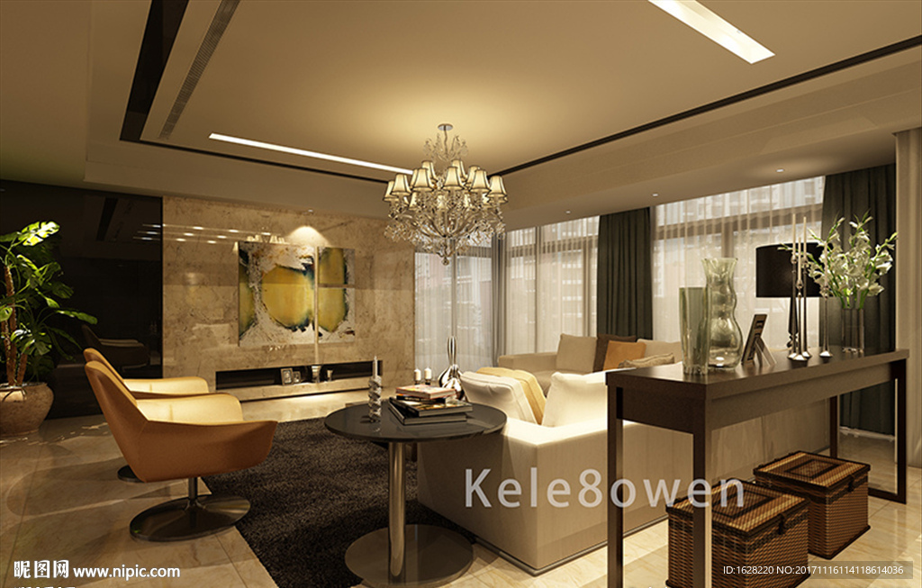 高档公寓样板间客厅空间效果图