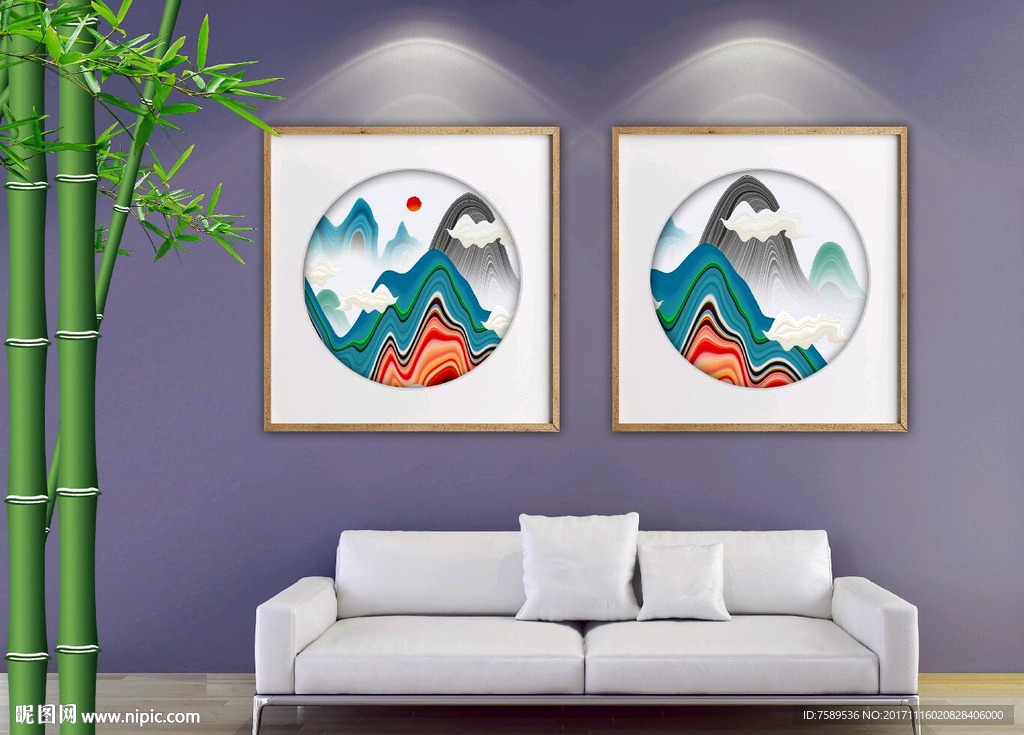 现代简约山水装饰画
