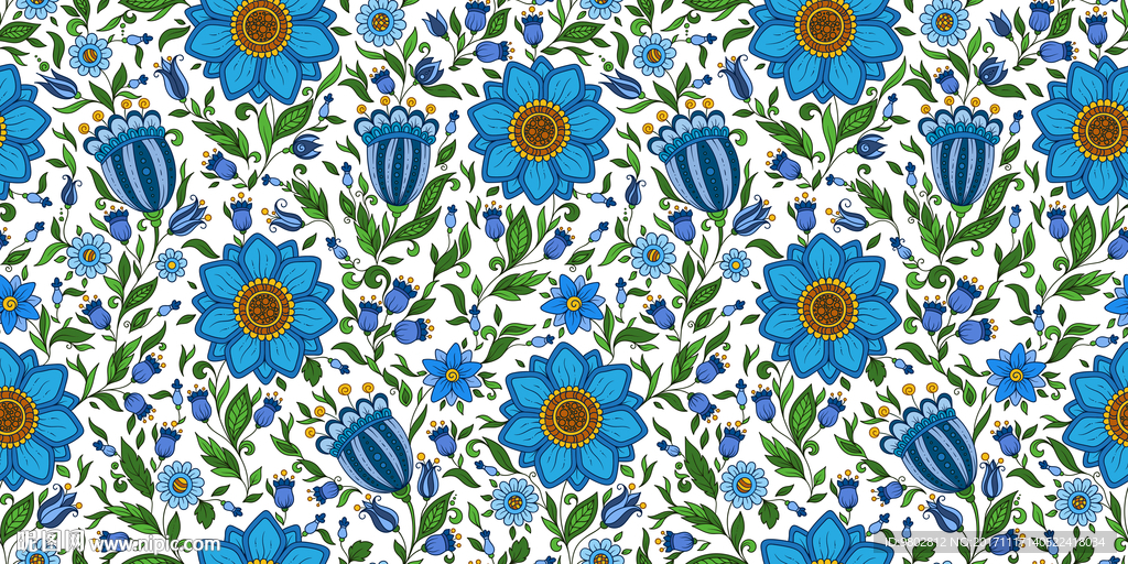 蓝色花朵花卉背景