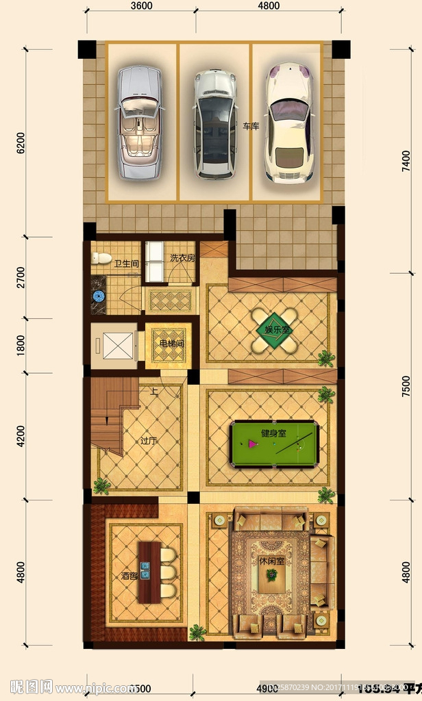PSD高端户型图填彩平面图