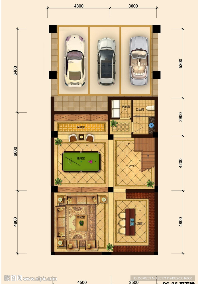 PSD高端户型图填彩平面图