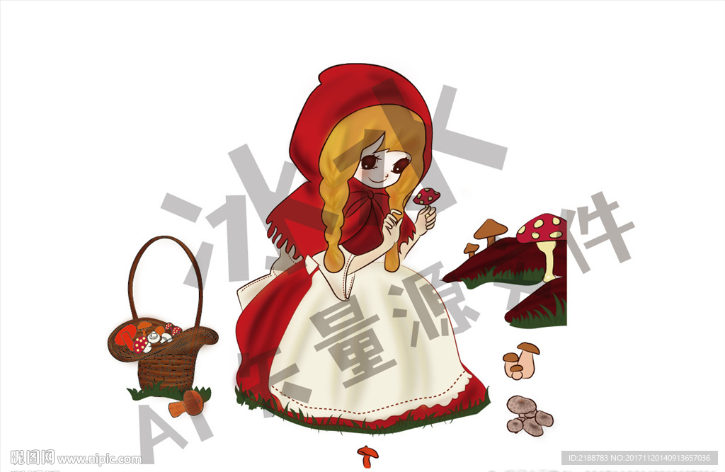 采蘑菇的小姑娘