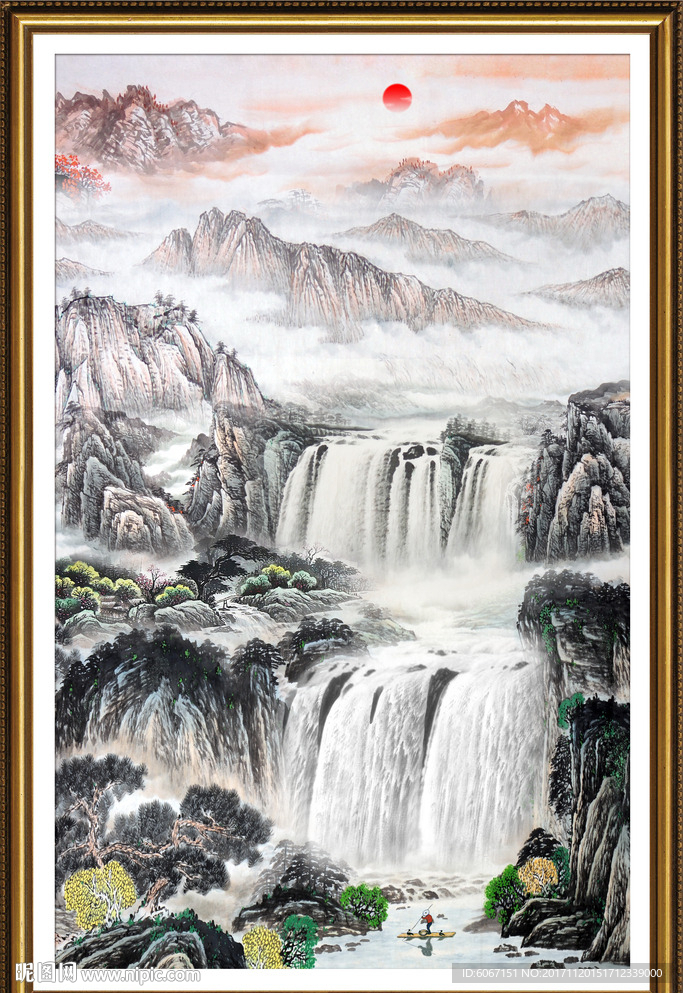 竖幅山水画