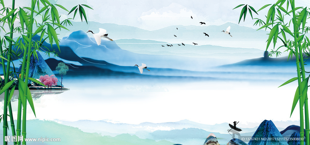 中式山水古典电视背景墙