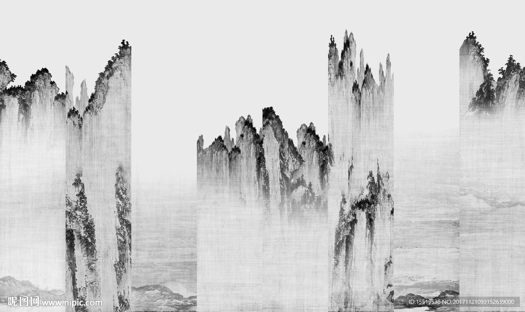 中式山水高清背景墙