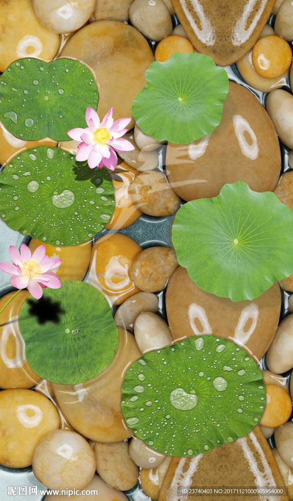 玄关荷花背景墙