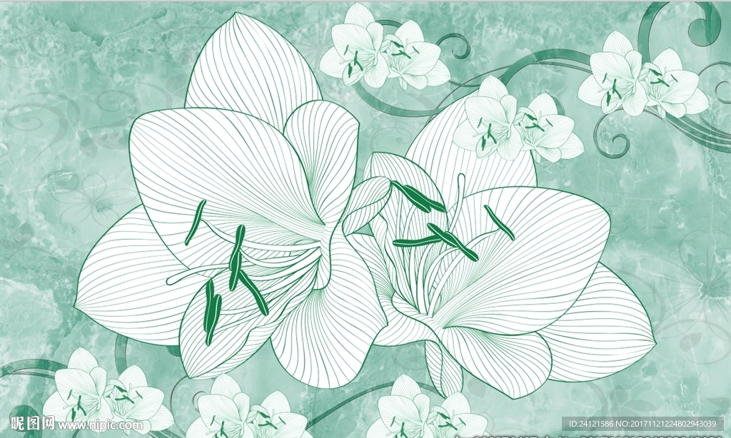 现代简约花蓝色花