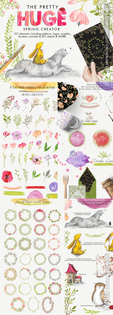 手绘水彩植物花朵