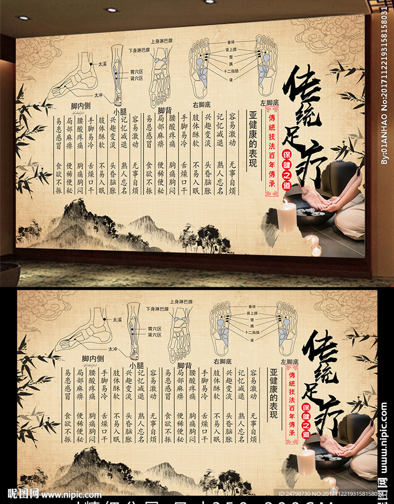 足疗养生背景墙