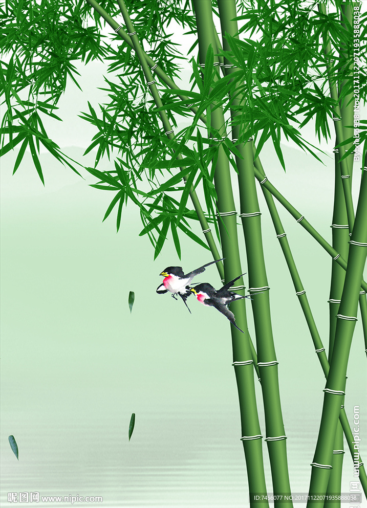 竹林竹叶中式玄关过道