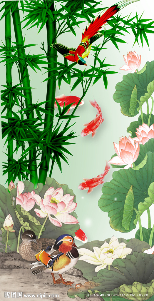 玄关背景墙竹子