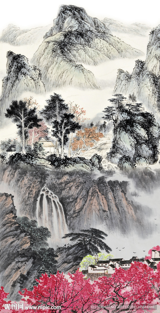 国画玄关背景墙