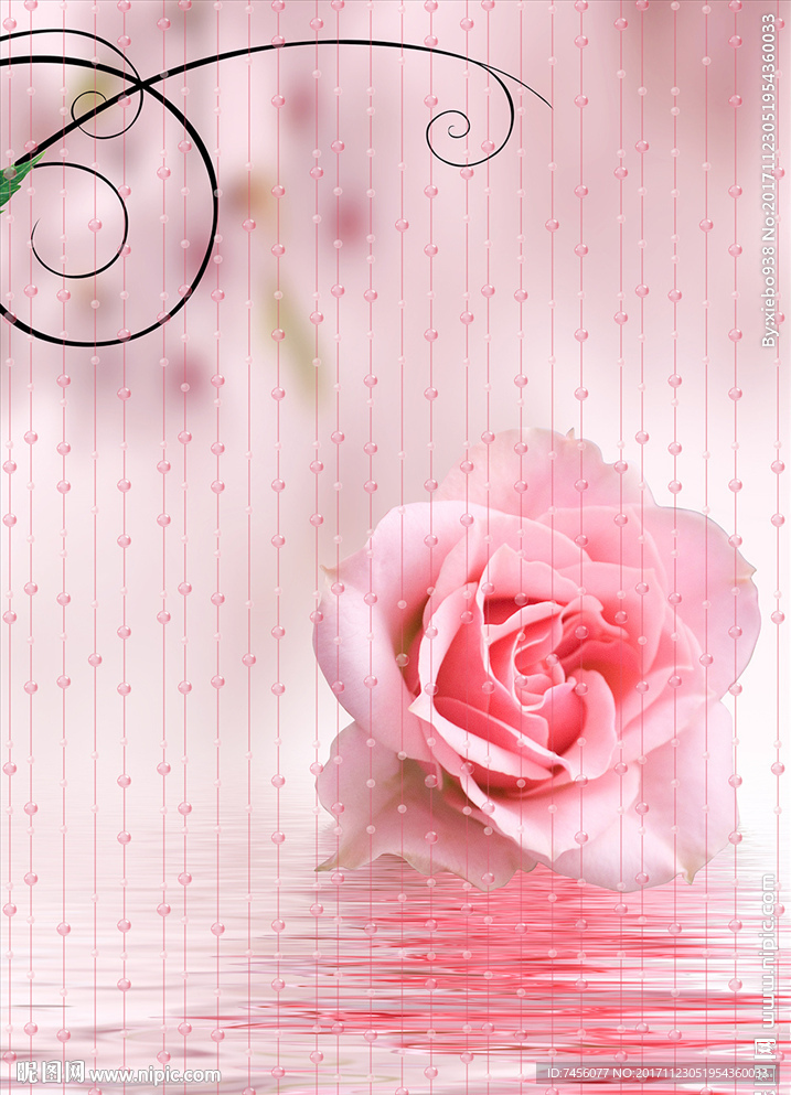 水中玫瑰花浪漫立体玄关过道