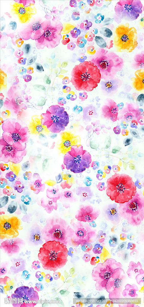 手绘花卉 水彩 小碎花 印花