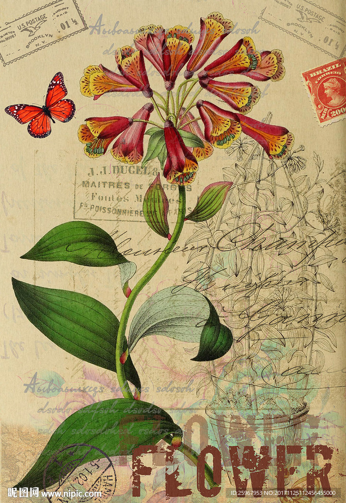蝴蝶花卉装饰画