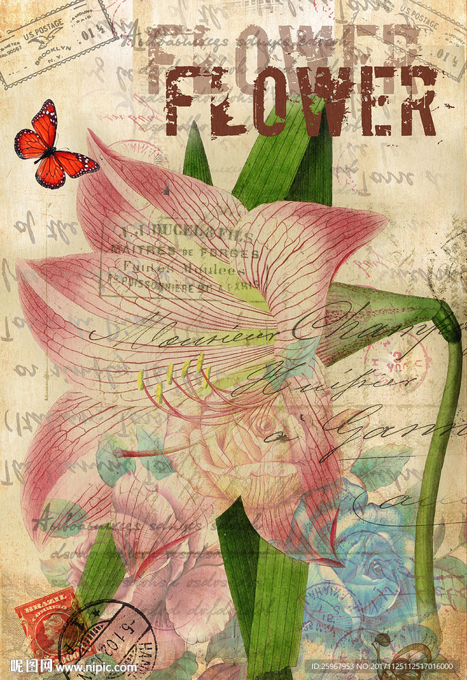 蝴蝶花卉装饰画