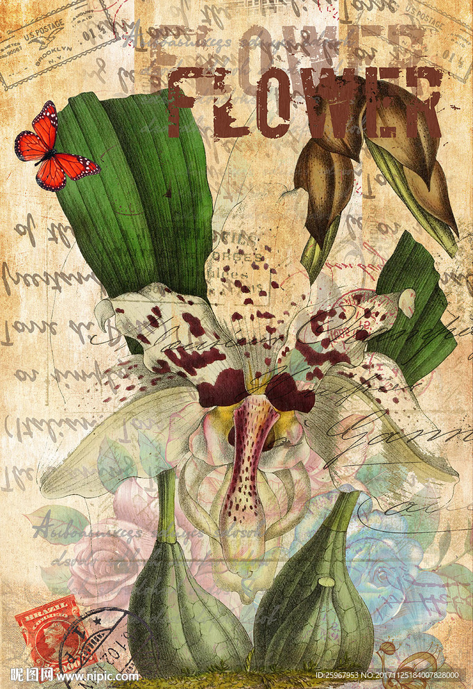 蝴蝶花卉装饰画