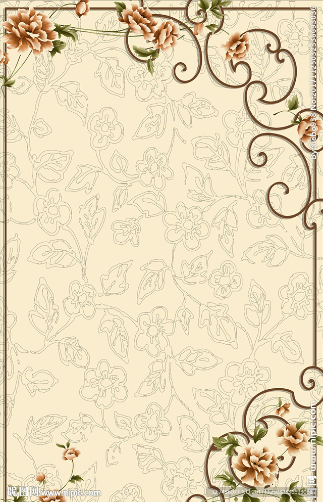 中式花边花纹玄关过道