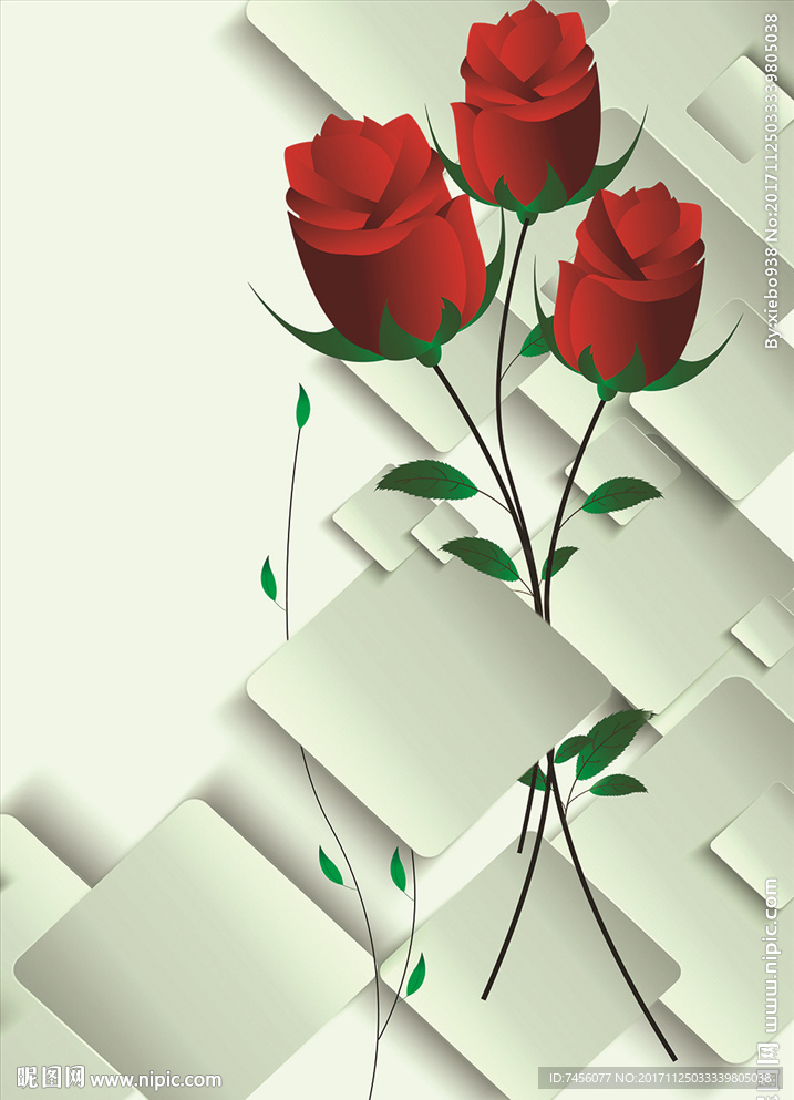 红玫瑰花束立体玄关过道