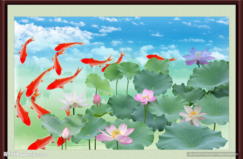 荷花鲤鱼图