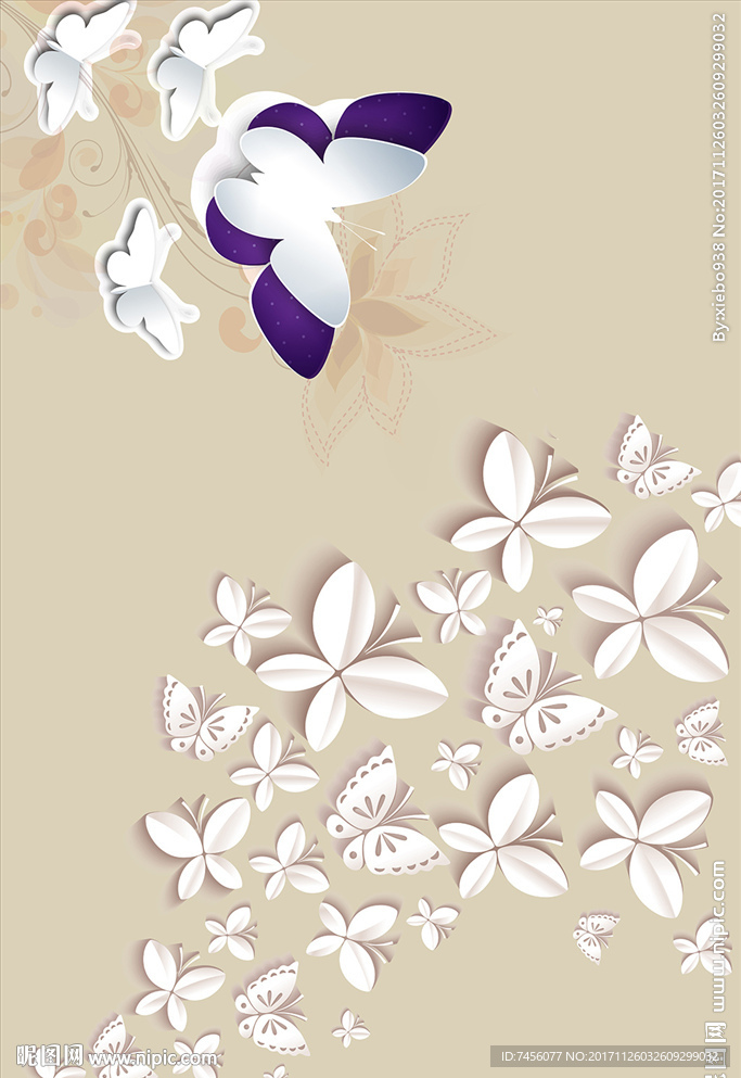 蝶群蝴蝶立体玄关过道