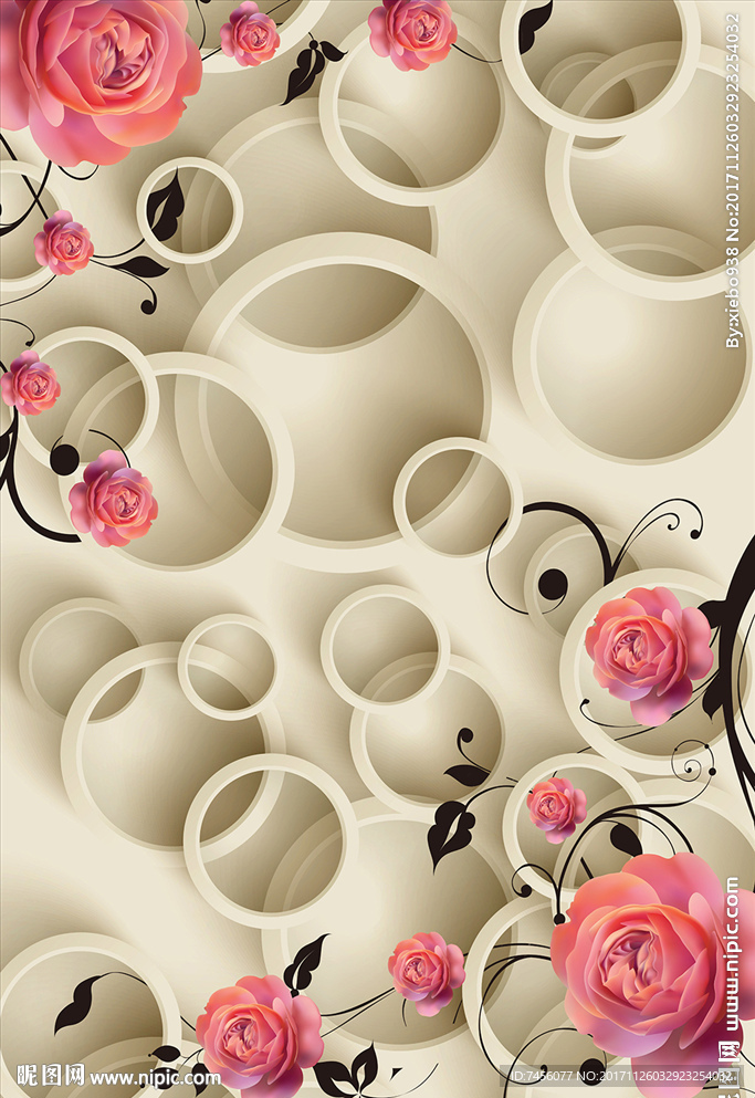 玫瑰花立体圈圈玄关过道