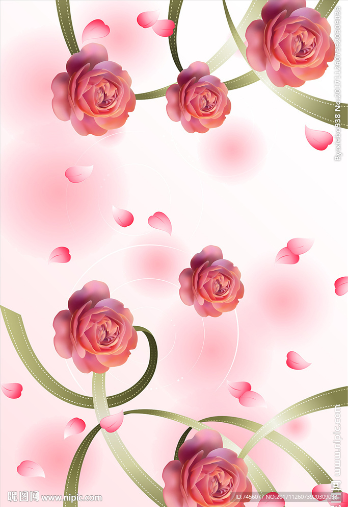 玫瑰花花瓣唯美玄关过道