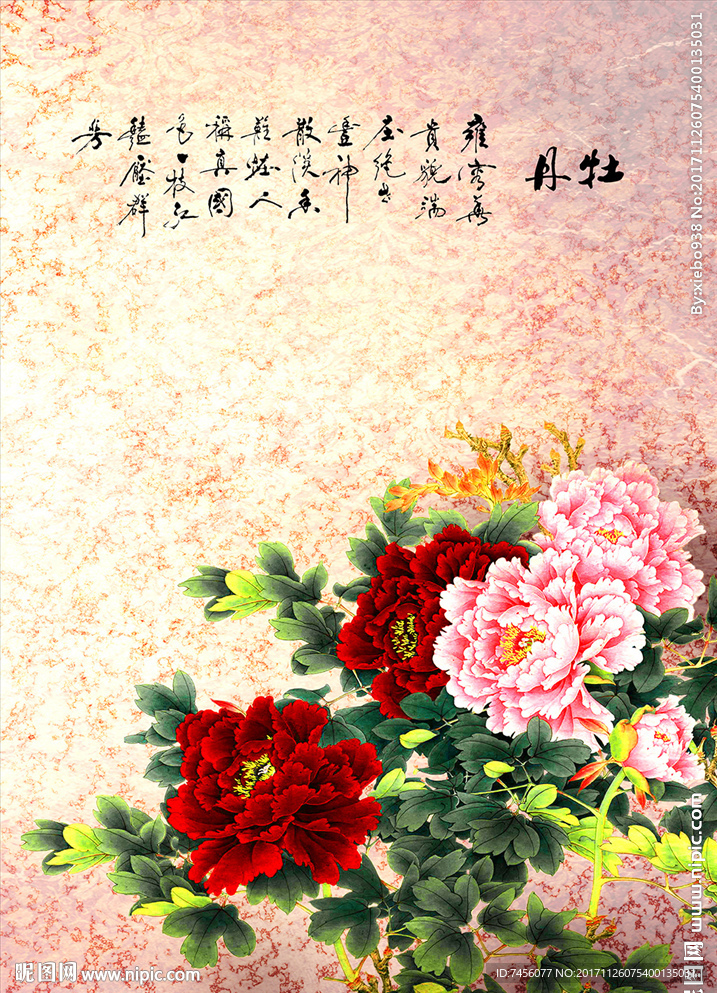 牡丹花中式玄关过道