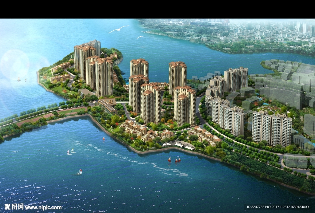 海边公园住宅建筑效果图