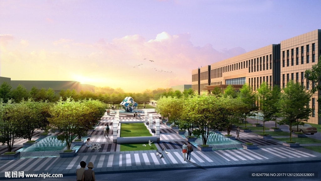 花园式综合办公楼建筑效果图