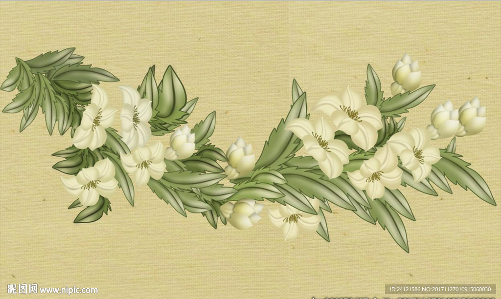 现代简约花卉背景墙