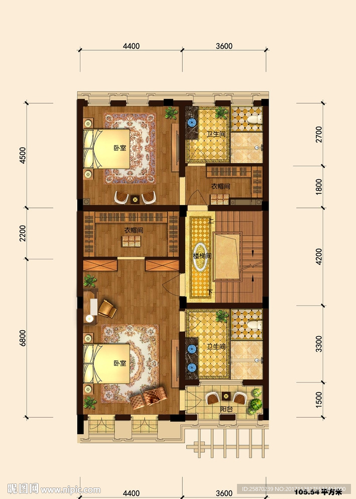 PSD分层高端户型图填彩图