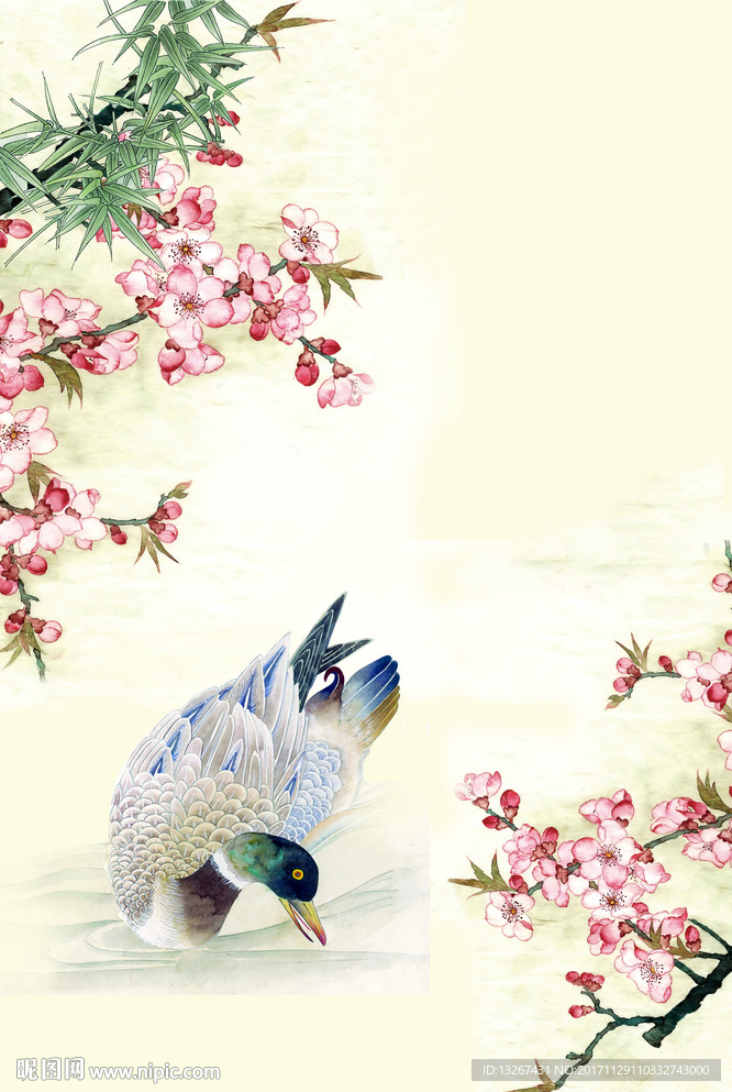 中国风工笔花鸟画