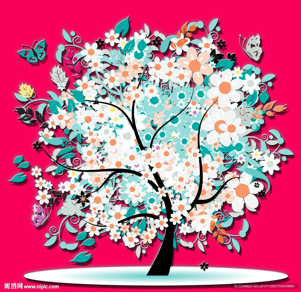 彩色小树创意无框画三联画装饰画