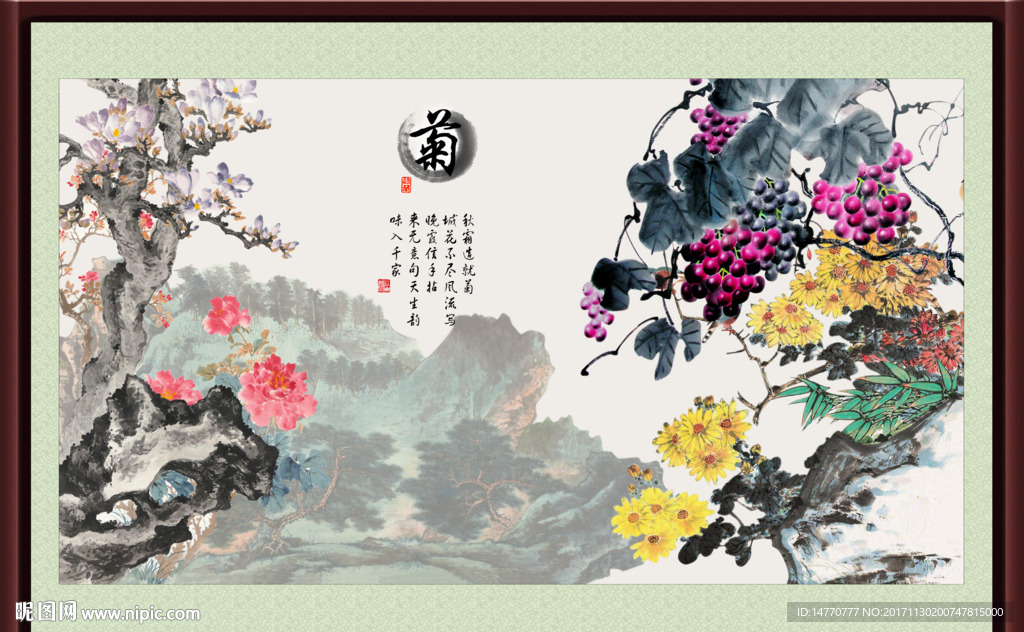 国画花鸟 菊花