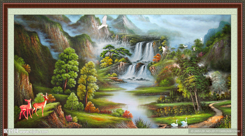 山水油画风景
