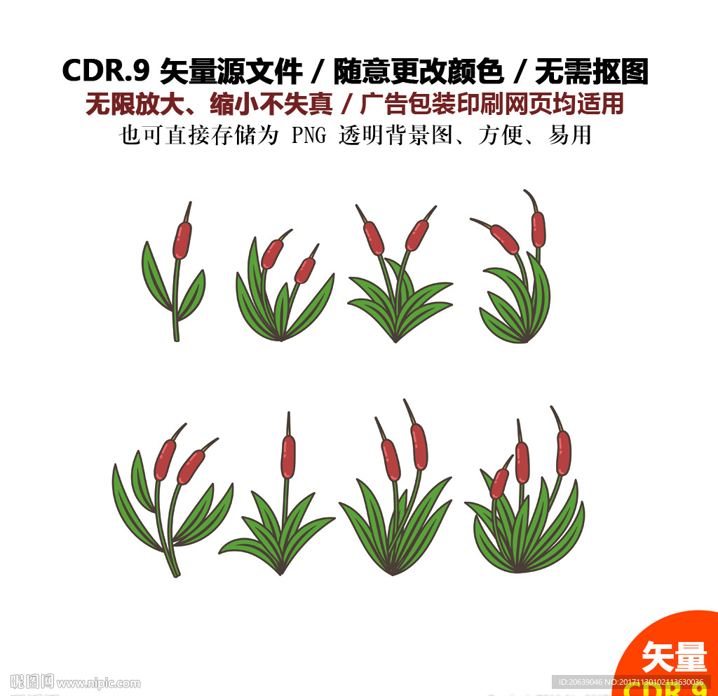 精美手绘树叶花草矢量图