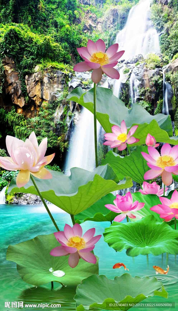 山水玄关荷花