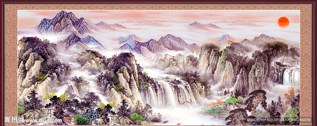 国画山水背景画