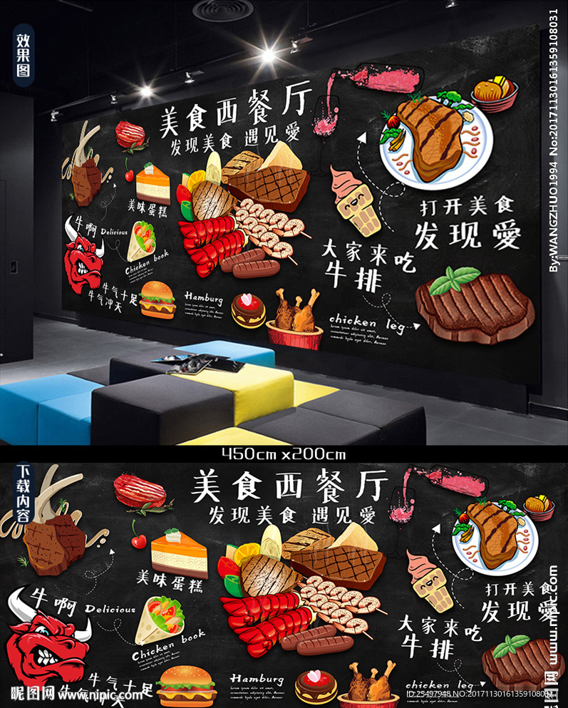 牛排背景墙