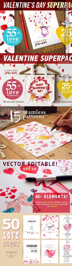 手绘水彩植物花朵