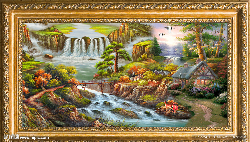 风景油画聚宝盆