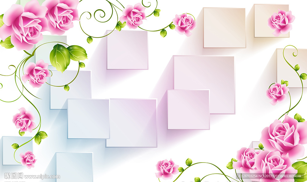 现代玫瑰简约砖墙电视背景墙